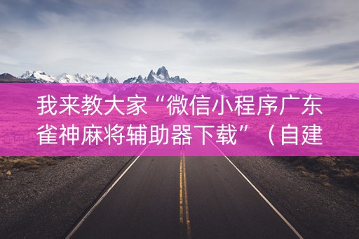 我来教大家“微信小程序广东雀神麻将辅助器下载”（自建房胜负规律)