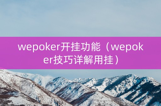 wepoker开挂功能（wepoker技巧详解用挂）