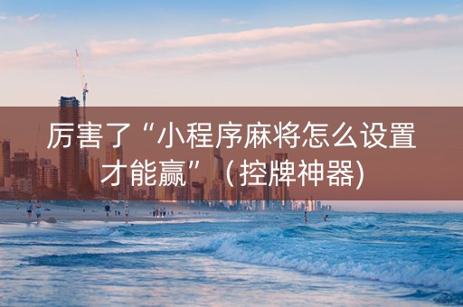 厉害了“小程序麻将怎么设置才能赢”（控牌神器)