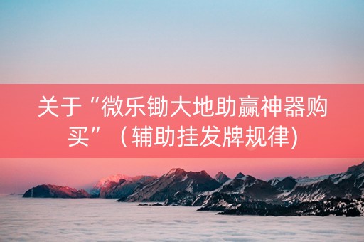 关于“微乐锄大地助赢神器购买”（辅助挂发牌规律)