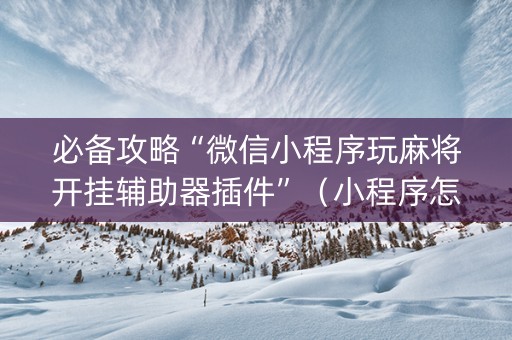 必备攻略“微信小程序玩麻将开挂辅助器插件”（小程序怎么才会赢)
