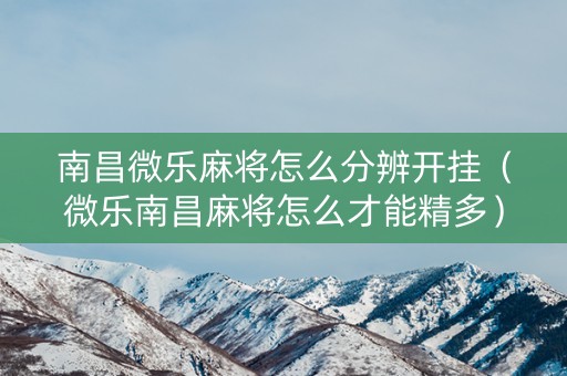 南昌微乐麻将怎么分辨开挂（微乐南昌麻将怎么才能精多）