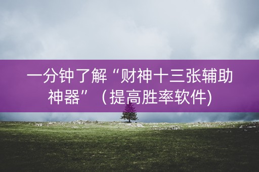 一分钟了解“财神十三张辅助神器”（提高胜率软件)
