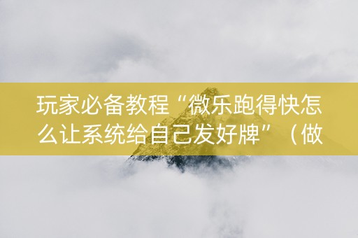 玩家必备教程“微乐跑得快怎么让系统给自己发好牌”（做弊器软件下载)