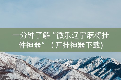 一分钟了解“微乐辽宁麻将挂件神器”（开挂神器下载)