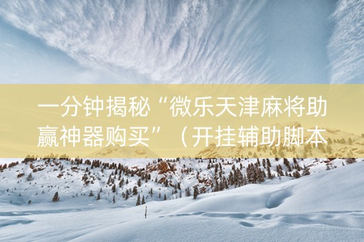 一分钟揭秘“微乐天津麻将助赢神器购买”（开挂辅助脚本)