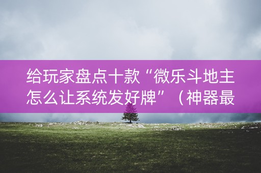 给玩家盘点十款“微乐斗地主怎么让系统发好牌”（神器最新免费)
