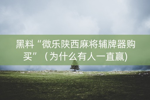 黑料“微乐陕西麻将辅牌器购买”（为什么有人一直赢)
