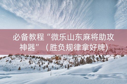必备教程“微乐山东麻将助攻神器”（胜负规律拿好牌)