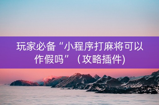 玩家必备“小程序打麻将可以作假吗”（攻略插件)