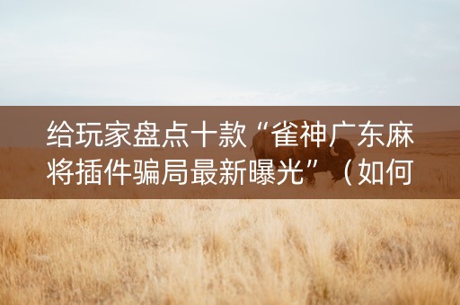 给玩家盘点十款“雀神广东麻将插件骗局最新曝光”（如何让系统发好牌)