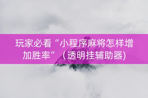 玩家必看“小程序麻将怎样增加胜率”（透明挂辅助器)