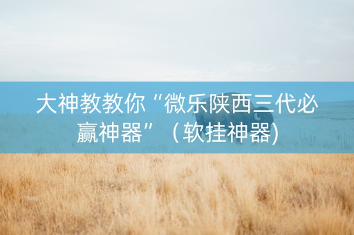 大神教教你“微乐陕西三代必赢神器”（软挂神器)