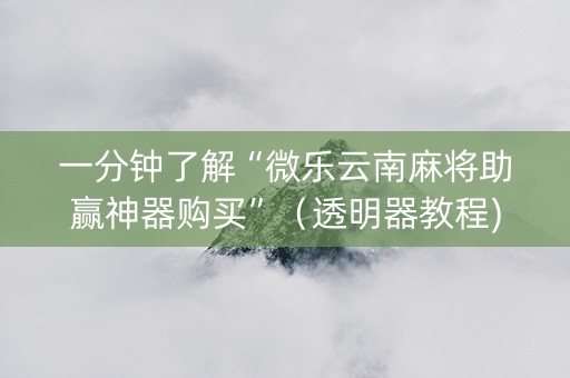 一分钟了解“微乐云南麻将助赢神器购买”（透明器教程)