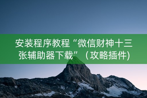 安装程序教程“微信财神十三张辅助器下载”（攻略插件)