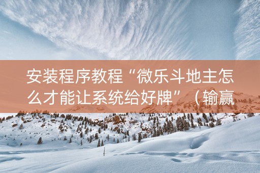 安装程序教程“微乐斗地主怎么才能让系统给好牌”（输赢规律)