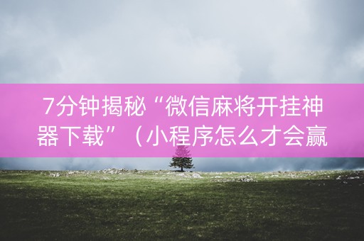 7分钟揭秘“微信麻将开挂神器下载”（小程序怎么才会赢)