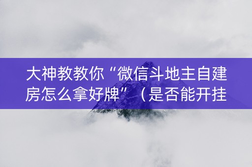 大神教教你“微信斗地主自建房怎么拿好牌”（是否能开挂)
