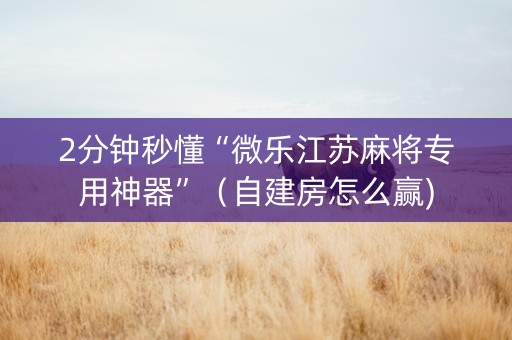 2分钟秒懂“微乐江苏麻将专用神器”（自建房怎么赢)