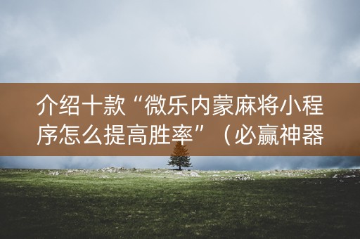 介绍十款“微乐内蒙麻将小程序怎么提高胜率”（必赢神器)