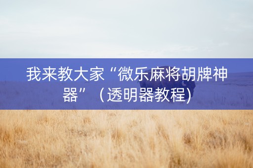 我来教大家“微乐麻将胡牌神器”（透明器教程)
