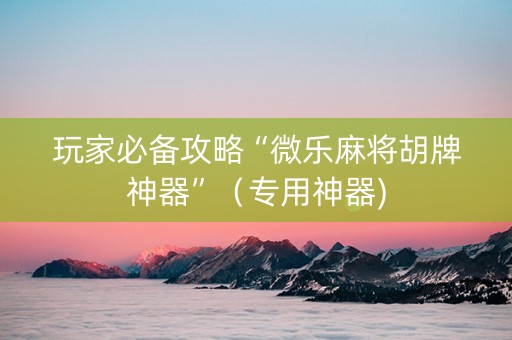 玩家必备攻略“微乐麻将胡牌神器”（专用神器)