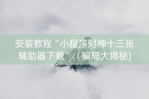 安装教程“小程序财神十三张辅助器下载”（骗局大揭秘)