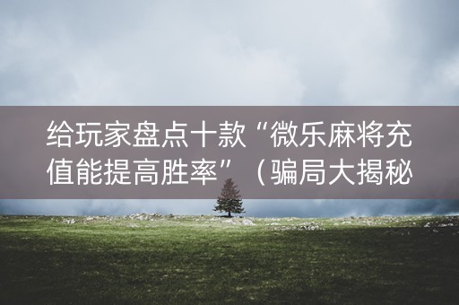 给玩家盘点十款“微乐麻将充值能提高胜率”（骗局大揭秘)