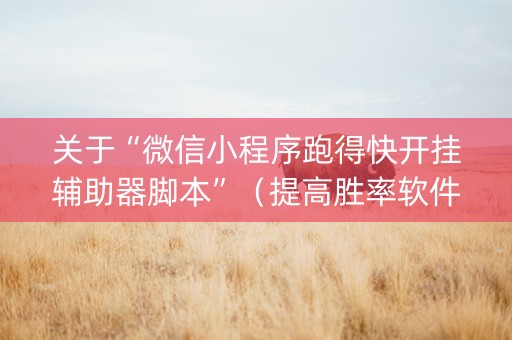 关于“微信小程序跑得快开挂辅助器脚本”（提高胜率软件)