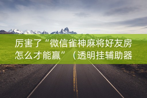 厉害了“微信雀神麻将好友房怎么才能赢”（透明挂辅助器)