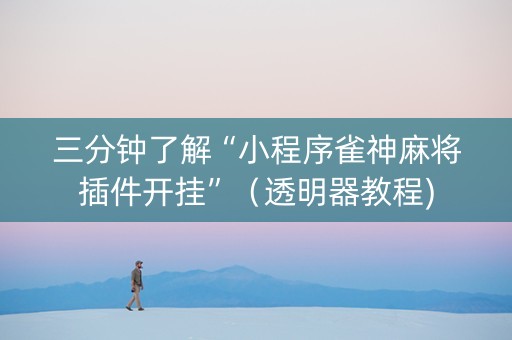 三分钟了解“小程序雀神麻将插件开挂”（透明器教程)
