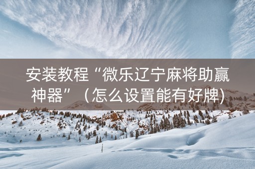 安装教程“微乐辽宁麻将助赢神器”（怎么设置能有好牌)