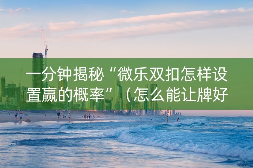 一分钟揭秘“微乐双扣怎样设置赢的概率”（怎么能让牌好一点)