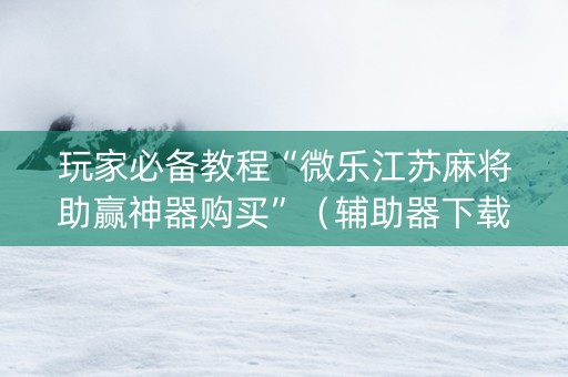 玩家必备教程“微乐江苏麻将助赢神器购买”（辅助器下载)