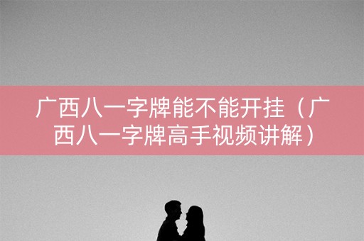 广西八一字牌能不能开挂（广西八一字牌高手视频讲解）