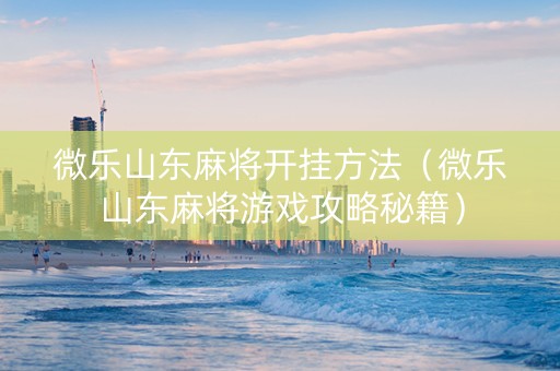 微乐山东麻将开挂方法（微乐山东麻将游戏攻略秘籍）