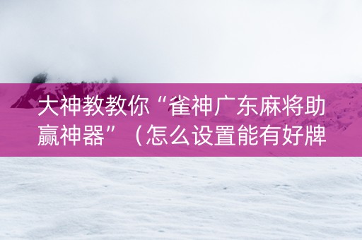 大神教教你“雀神广东麻将助赢神器”（怎么设置能有好牌)