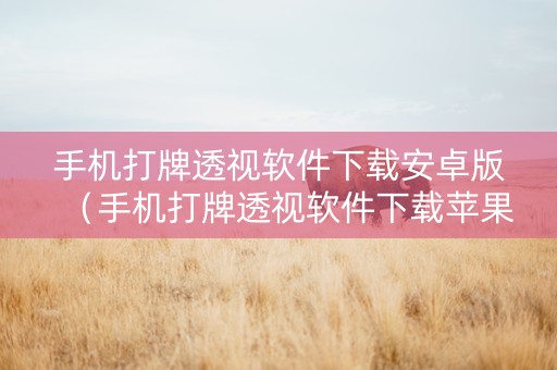 手机打牌透视软件下载安卓版（手机打牌透视软件下载苹果）