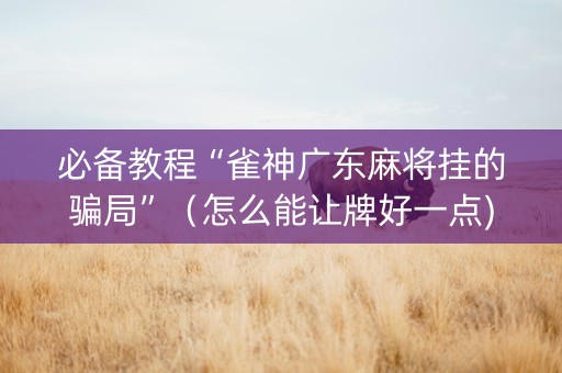 必备教程“雀神广东麻将挂的骗局”（怎么能让牌好一点)