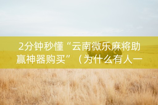 2分钟秒懂“云南微乐麻将助赢神器购买”（为什么有人一直赢)