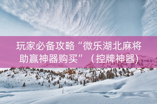 玩家必备攻略“微乐湖北麻将助赢神器购买”（控牌神器)