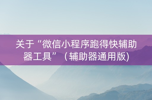 关于“微信小程序跑得快辅助器工具”（辅助器通用版)