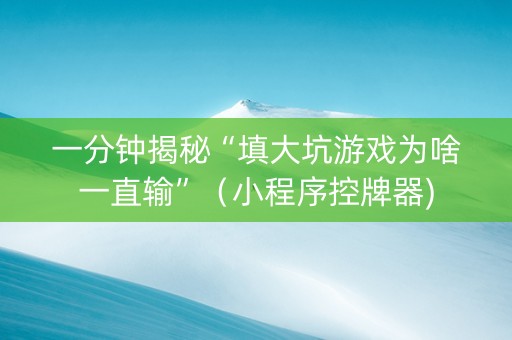 一分钟揭秘“填大坑游戏为啥一直输”（小程序控牌器)