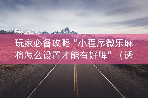 玩家必备攻略“小程序微乐麻将怎么设置才能有好牌”（透明挂辅助器)