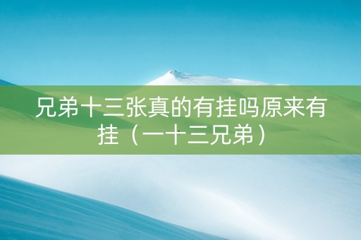 兄弟十三张真的有挂吗原来有挂（一十三兄弟）