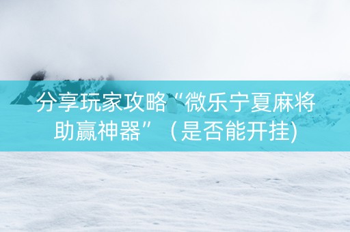 分享玩家攻略“微乐宁夏麻将助赢神器”（是否能开挂)