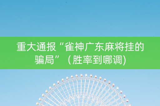 重大通报“雀神广东麻将挂的骗局”（胜率到哪调)