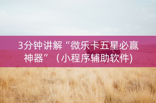 3分钟讲解“微乐卡五星必赢神器”（小程序辅助软件)