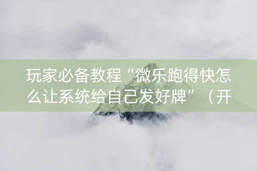玩家必备教程“微乐跑得快怎么让系统给自己发好牌”（开挂辅助器脚本)