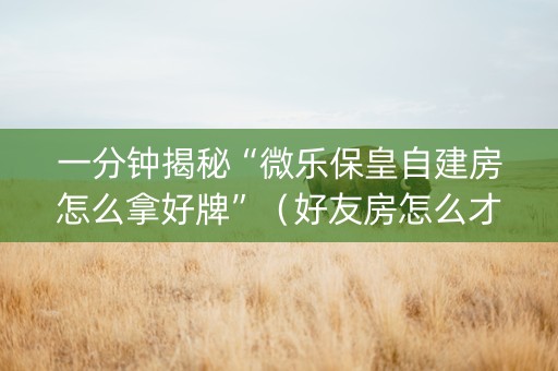 一分钟揭秘“微乐保皇自建房怎么拿好牌”（好友房怎么才能赢)